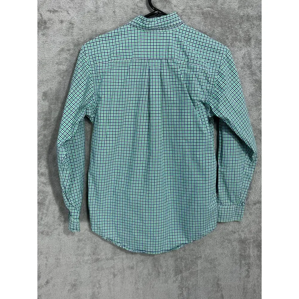 Ralph Lauren Shirt Boys Size 14-16 Blue Green Plaid Preppy Spring
